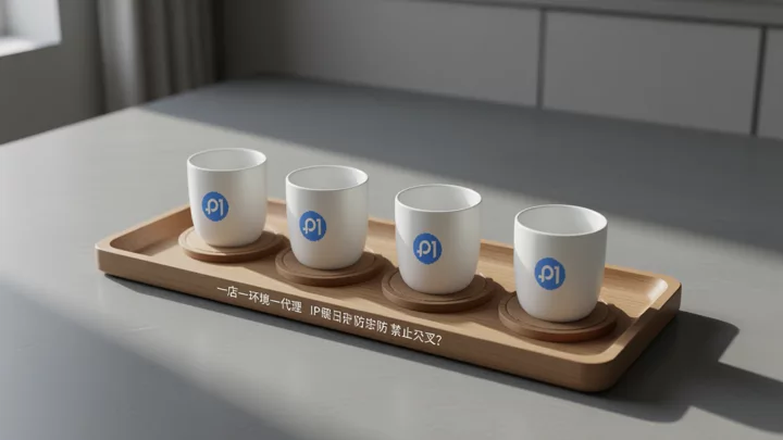 The four cups are each placed on a separate coaster, illustrating the one-to-one correspondence between stores and environments.