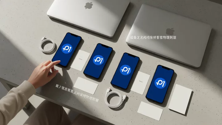 多臺裝置在桌面上一字排開，彼此留出明顯間距，代表每個帳號對應獨立的登入環境