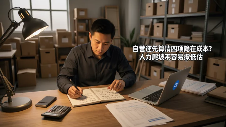 卖家在办公室里逐项核算自营团队的隐性成本