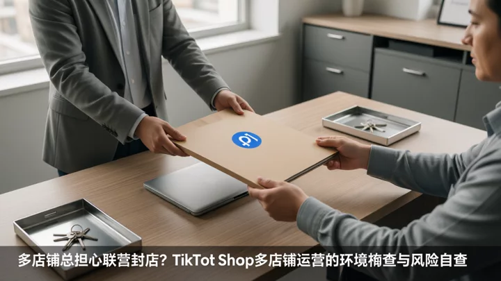 两人隔着办公桌交接一个密封文件夹和电脑内胆包，桌角放着两套分开的钥匙托盘