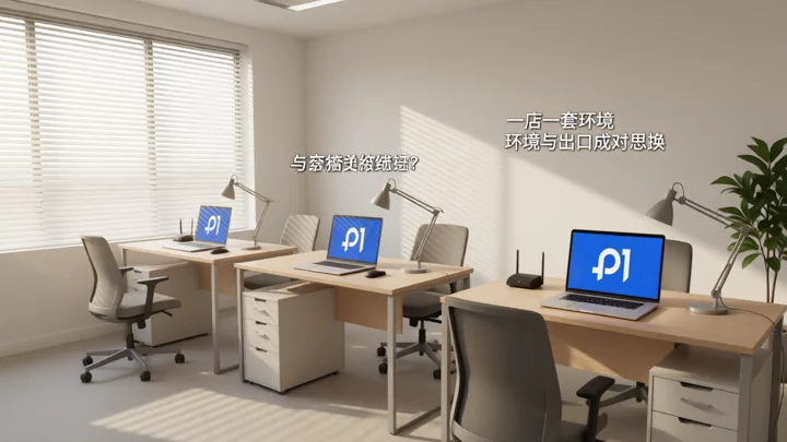 三组彼此独立的工位，每组配一台设备和一台路由器