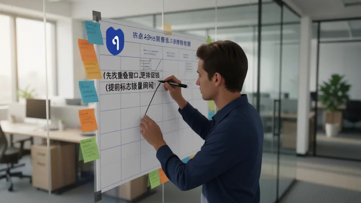 运营人员用马克笔在多站点促销日历上标出重叠窗口