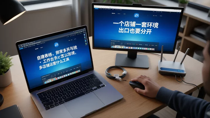 同一張桌面上兩個獨立瀏覽器環境分別登入不同店鋪的情境
