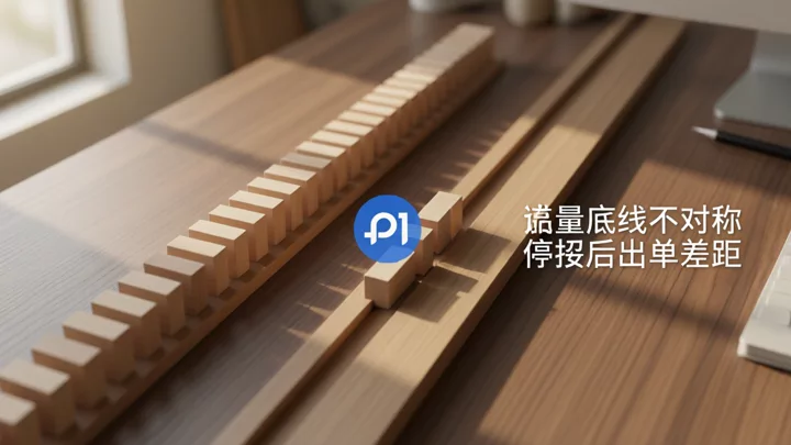 两条平行轨道上的木块：一条完整，一条中间有明显缺口