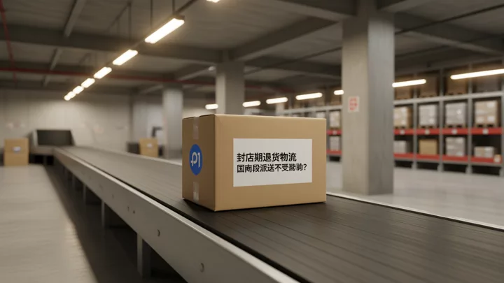 During a store suspension, a return package in the logistics warehouse was placed on the conveyor belt awaiting domestic delivery