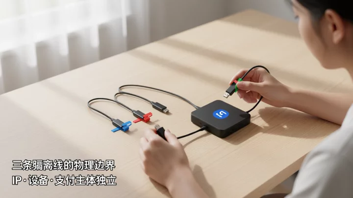 用独立网络出口和隔离设备指纹将多平台账号关在互不交叉的边界内