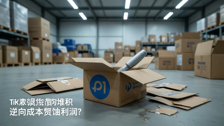 Returned packages scattered across the warehouse floor, some showing wear and damage marks on the outer packaging.
