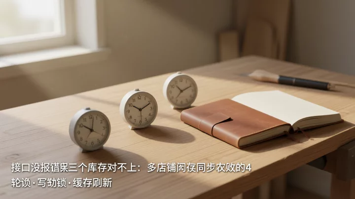 三只时钟停在各自的时间点,象征多平台同步窗口未对齐