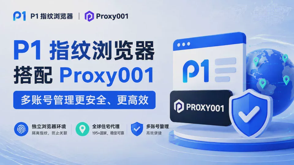 P1 Browser 搭配 Proxy001|指纹隔离与代理组合,保障跨境多账号运营安全