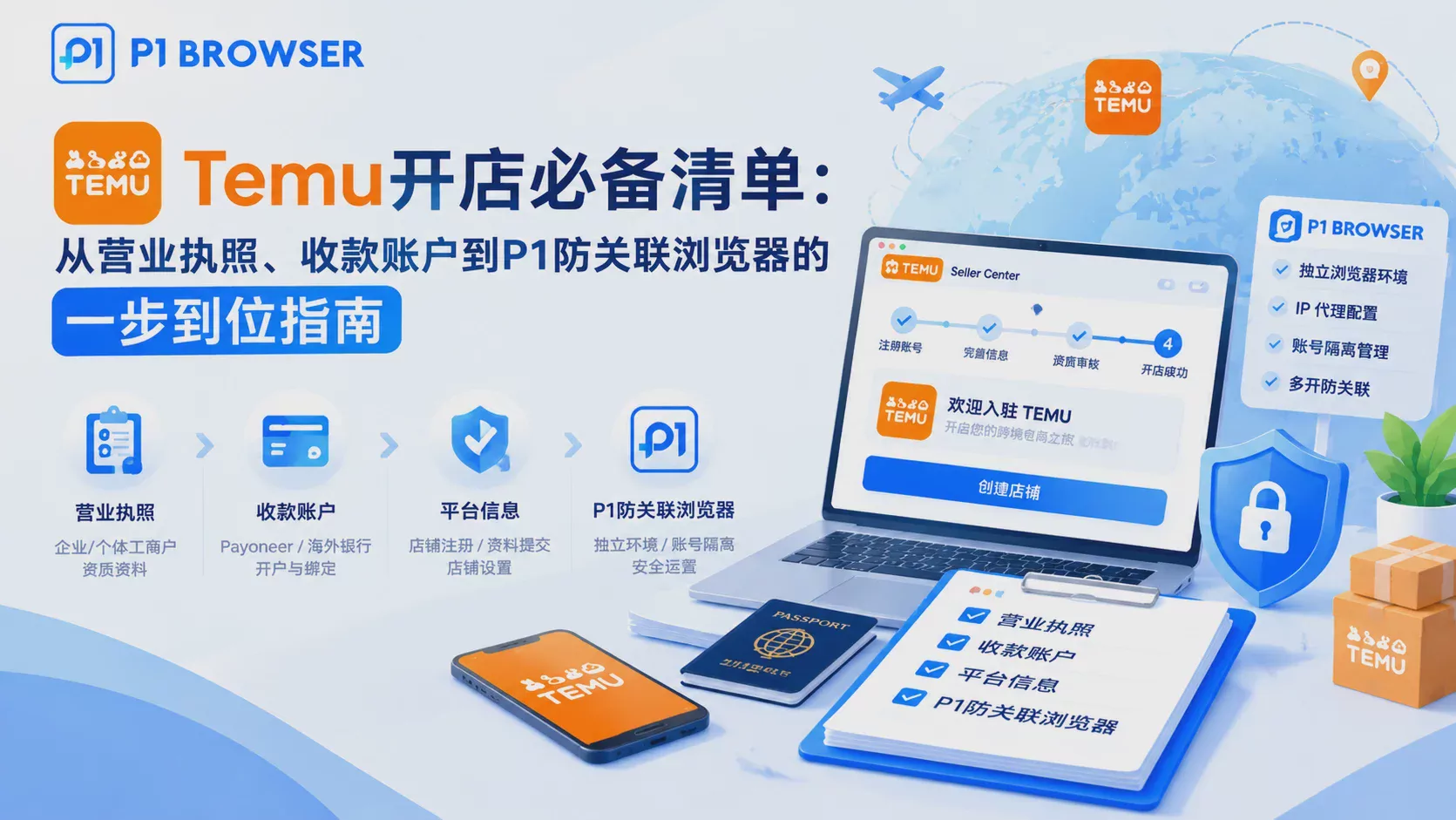 Temu开店必备清单:从营业执照、收款账户到P1防关联浏览器的一步到位指南