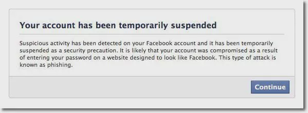 Facebook临时账户封禁