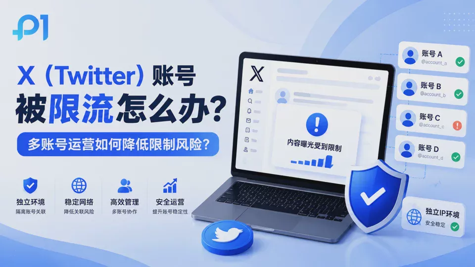 X(Twitter)账号被限流怎么办?多账号运营如何降低账号限制风险?